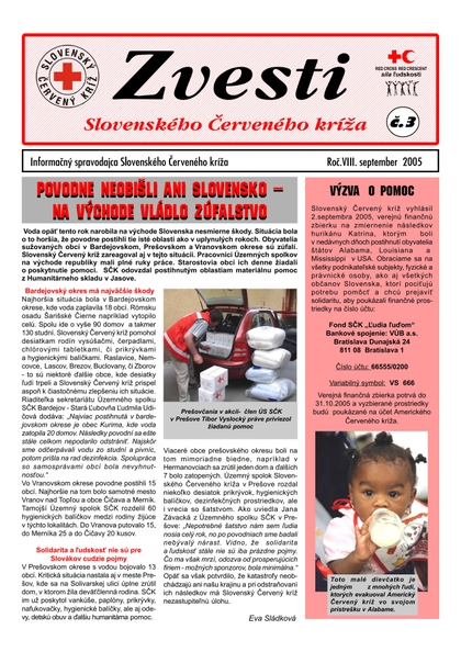 E-magazín Zvesti september 2005 - Slovenský Červený kríž