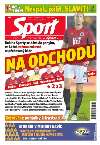 E-magazín Sport - 23.8.2017 - CZECH NEWS CENTER a. s.
