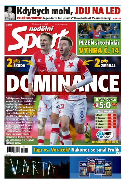 E-magazín Nedělní Sport - 19.11.2017 - CZECH NEWS CENTER a. s.