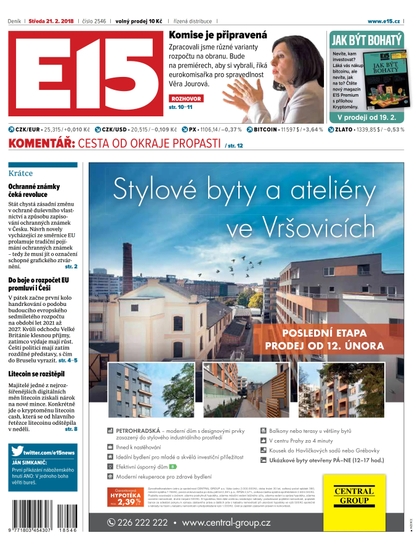 E-magazín E15 - 21.2.2018 - CZECH NEWS CENTER a. s.