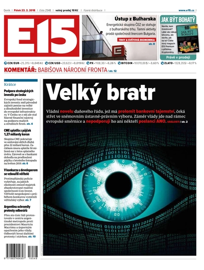 E-magazín E15 - 23.2.2018 - CZECH NEWS CENTER a. s.