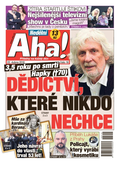 E-magazín Nedělní AHA! - 22.4.2018 - CZECH NEWS CENTER a. s.