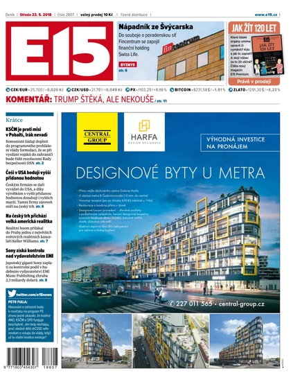 E-magazín E15 - 23.5.2018 - CZECH NEWS CENTER a. s.