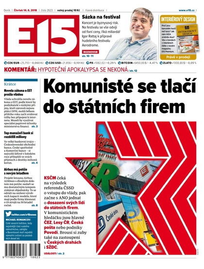 E-magazín E15 - 14.6.2018 - CZECH NEWS CENTER a. s.