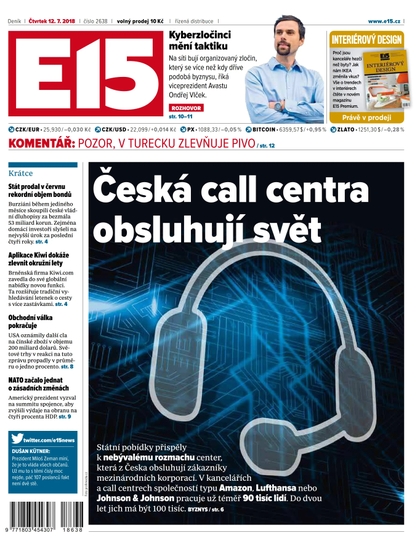 E-magazín E15 - 12.7.2018 - CZECH NEWS CENTER a. s.