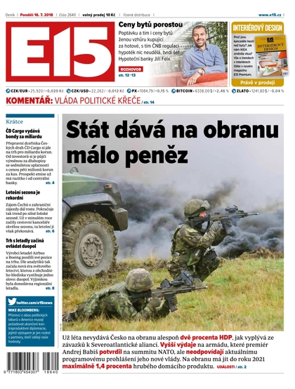 E-magazín E15 - 16.7.2018 - CZECH NEWS CENTER a. s.