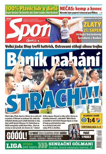 E-magazín Sport - 21.8.2018 - CZECH NEWS CENTER a. s.