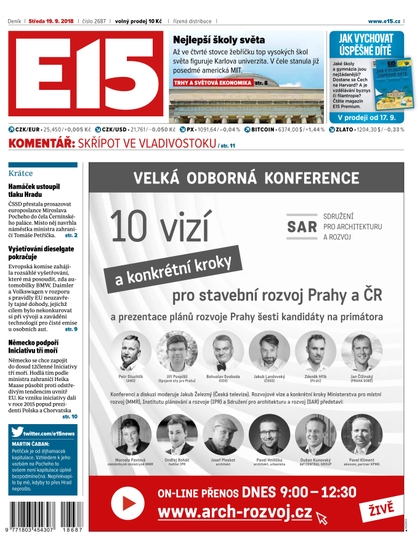 E-magazín E15 - 19.9.2018 - CZECH NEWS CENTER a. s.
