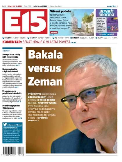 E-magazín E15 - 23.10.2018 - CZECH NEWS CENTER a. s.