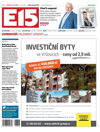 E-magazín E15 - 14.11.2018 - CZECH NEWS CENTER a. s.