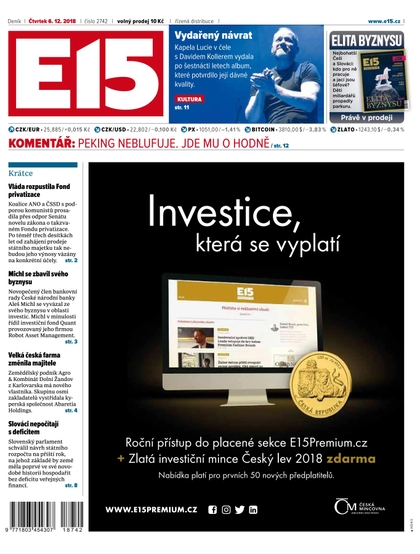 E-magazín E15 - 6.12.2018 - CZECH NEWS CENTER a. s.