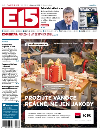 E-magazín E15 - 17.12.2018 - CZECH NEWS CENTER a. s.