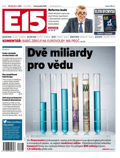 E-magazín E15 - 10.1.2019 - CZECH NEWS CENTER a. s.