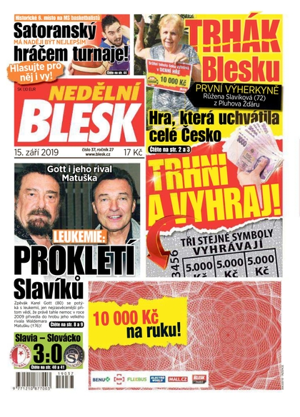 E-magazín Nedělní Blesk - 15.9.2019 - CZECH NEWS CENTER a. s.