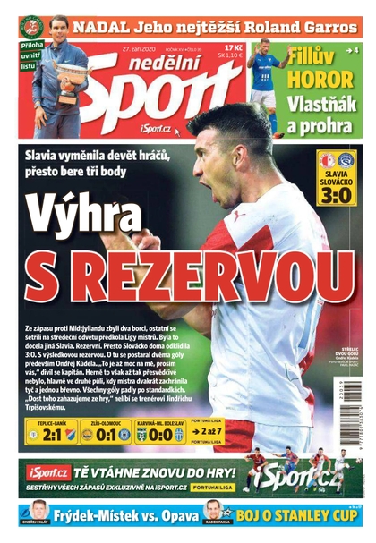 E-magazín Nedělní Sport - 27.9.2020 - CZECH NEWS CENTER a. s.