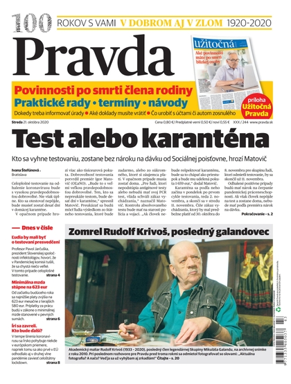 E-magazín Denník Pravda 21. 10. 2020 - OUR MEDIA SR a. s.