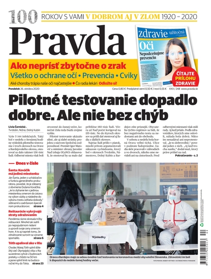 E-magazín Denník Pravda 26. 10. 2020 - OUR MEDIA SR a. s.