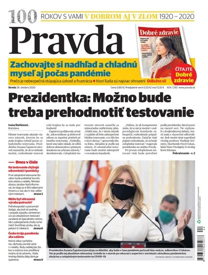 E-magazín Denník Pravda 28. 10. 2020 - OUR MEDIA SR a. s.