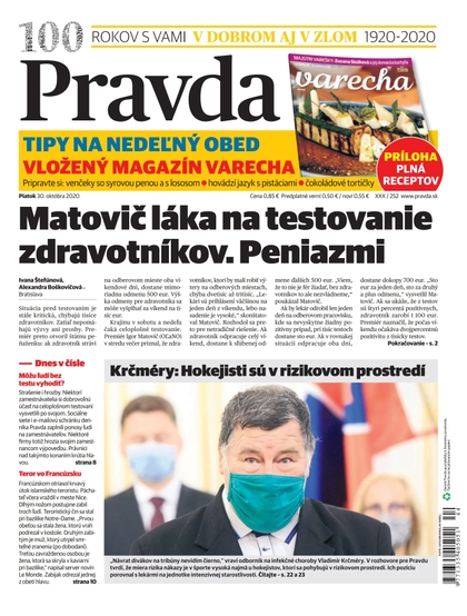 E-magazín Denník Pravda 30. 10. 2020 - OUR MEDIA SR a. s.