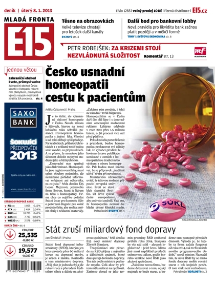 E-magazín E15 8.1.2013 - Czech Media Invest