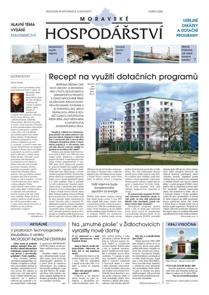 E-magazín MH duben 2008 - Magnus Regio, vydavatel Moravského hospodářství