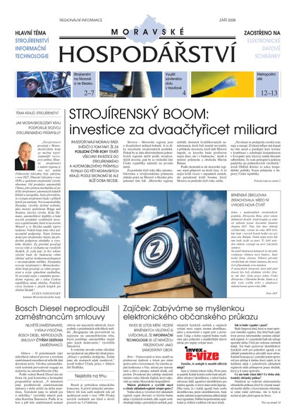 E-magazín MH září 2008 - Magnus Regio, vydavatel Moravského hospodářství