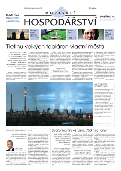 E-magazín MH říjen 2008 - Magnus Regio, vydavatel Moravského hospodářství