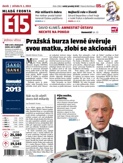 E-magazín E15  9.1.2013 - Czech Media Invest