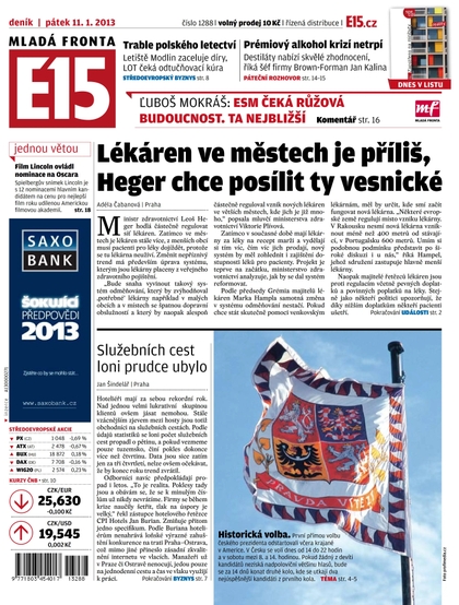 E-magazín E15 11.1.2013 - Czech Media Invest