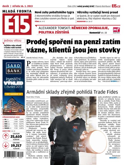 E-magazín E15 16.1.2013 - Czech Media Invest
