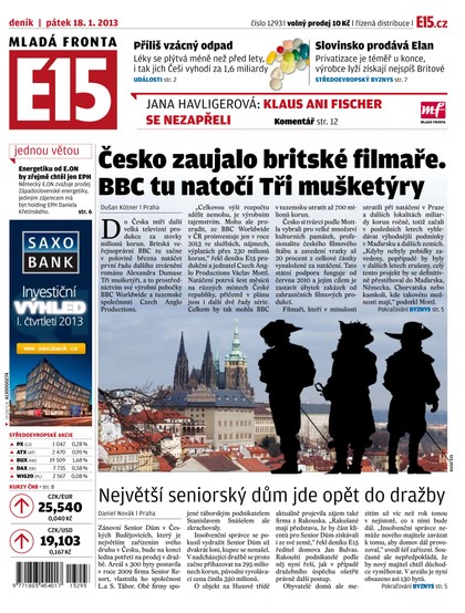 E-magazín E15 18.1.2013 - Czech Media Invest