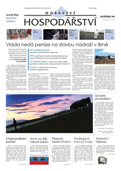E-magazín MH říjen 2009 - Magnus Regio, vydavatel Moravského hospodářství