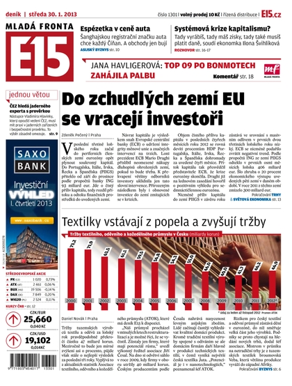 E-magazín E15 30.1.2013 - Czech Media Invest