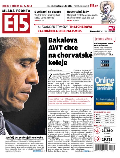 E-magazín E15 10.4.2013 - Czech Media Invest