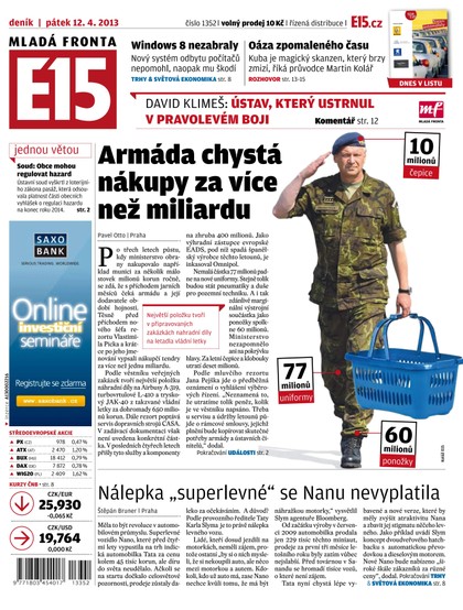 E-magazín E15 12.4.2013 - Czech Media Invest