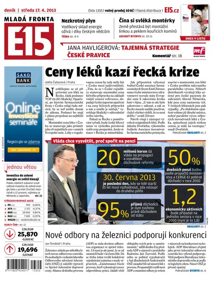 E-magazín E15 17.4.2013 - Czech Media Invest