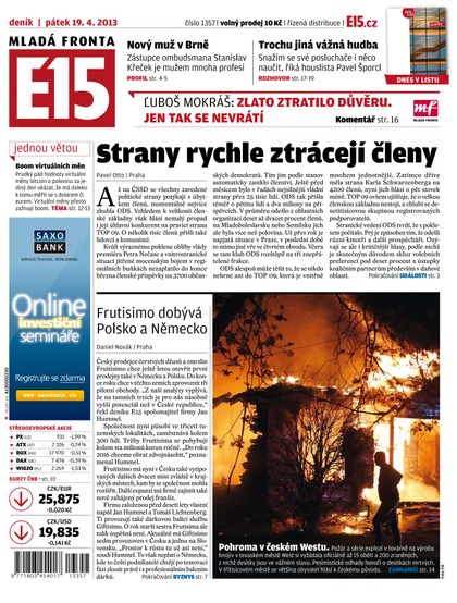 E-magazín E15 19.4.2013 - Czech Media Invest