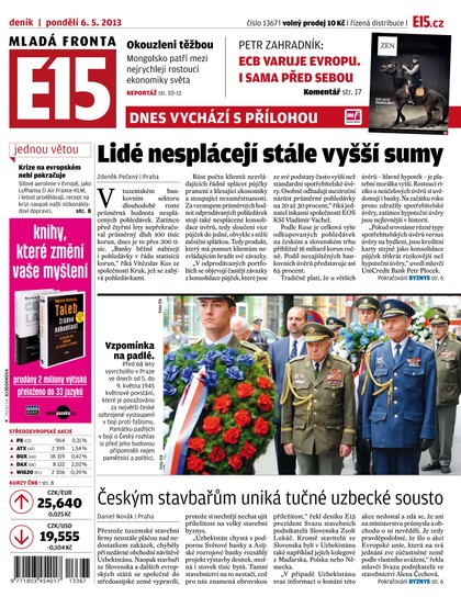 E-magazín E15 6.5.2013 - Czech Media Invest