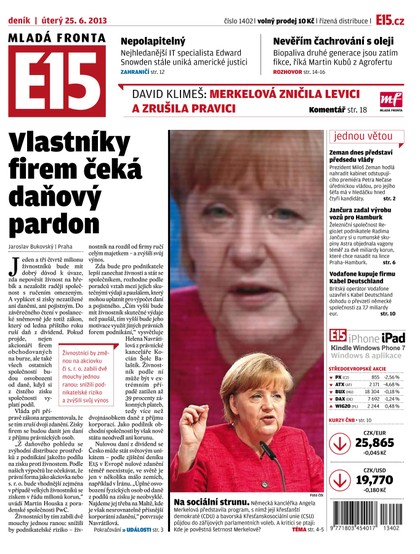 E-magazín E15 25.6.2013 - Czech Media Invest