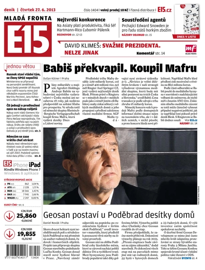 E-magazín E15 27.6.2013 - Czech Media Invest