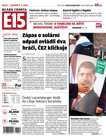 E-magazín E15 8.7.2013 - Czech Media Invest