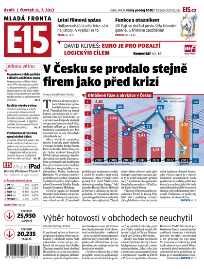 E-magazín E15 11.7.2013 - Czech Media Invest