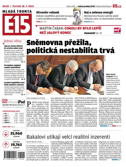 E-magazín E15 18.7.2013 - Czech Media Invest