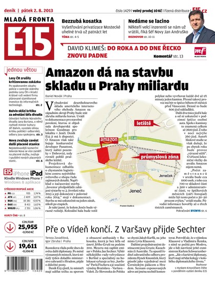 E-magazín E15 2.8.2013 - Czech Media Invest