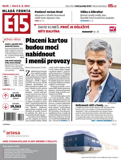 E-magazín E15 6.8.2013 - Czech Media Invest