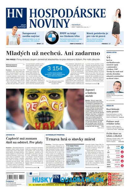 E-magazín Hospodárske noviny 07.08.2013 - MAFRA Slovakia, a.s.