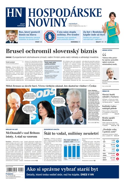E-magazín Hospodárske noviny 08.08.2013 - MAFRA Slovakia, a.s.