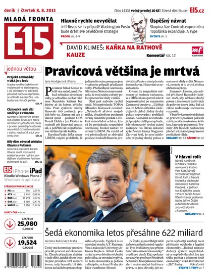 E-magazín E15 8.8.2013 - Czech Media Invest