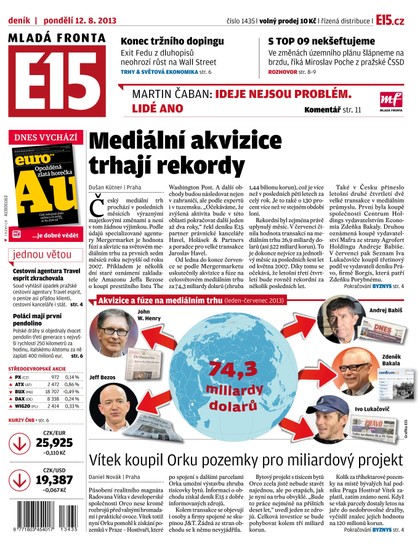E-magazín E15 12.8.2013 - Czech Media Invest
