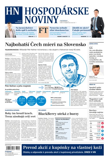 E-magazín Hospodárske noviny 13.08.2013 - MAFRA Slovakia, a.s.